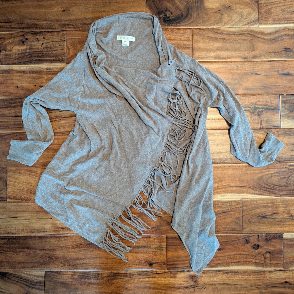 Stylish Fringe Tan Sweater